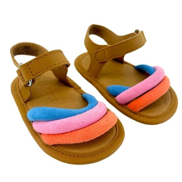 Old Navy Baby Girl’s Gradiant Rainbow Strappy Mixed Material Sandals 3 Months - Picture 1 of 14
